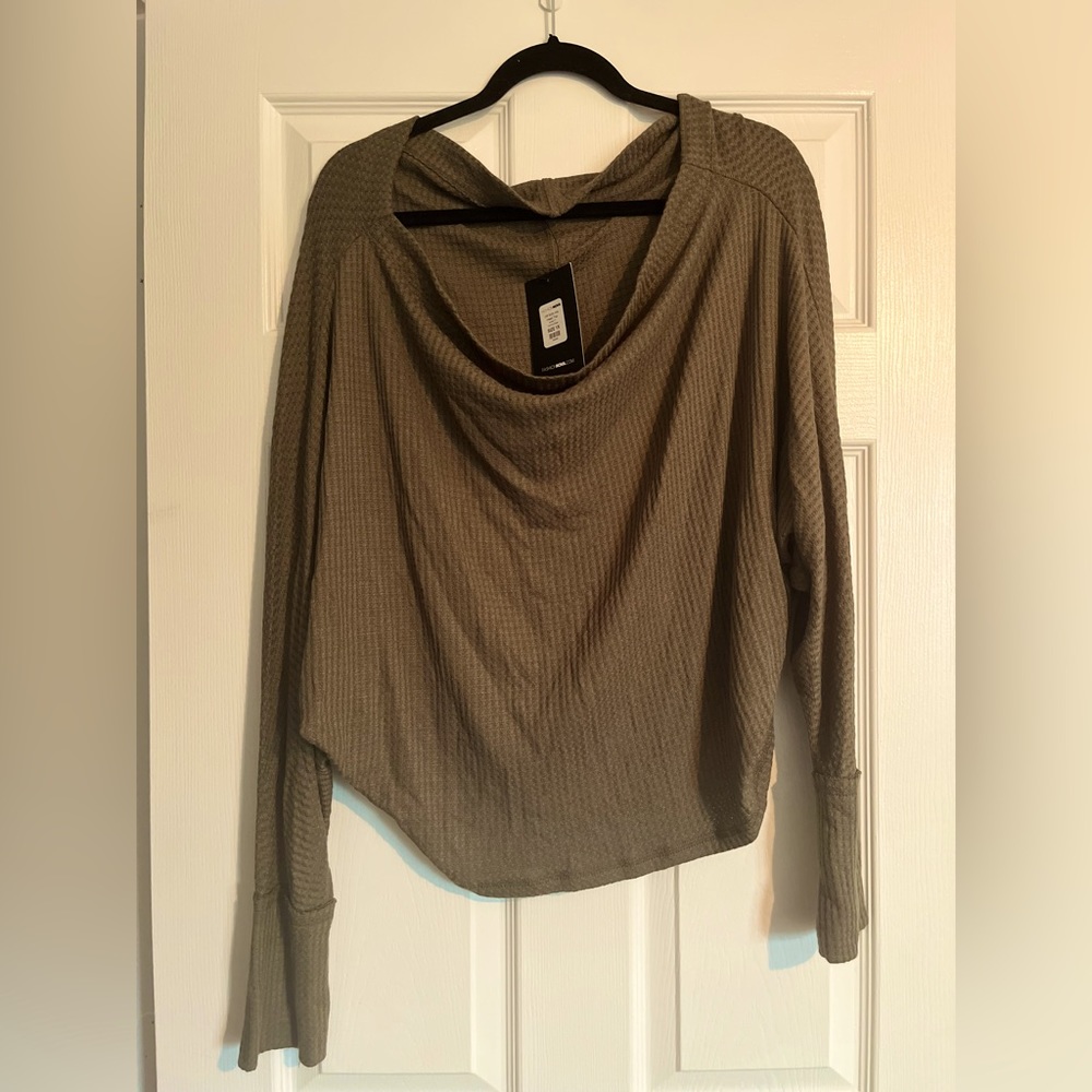 Long Sleeve Off the Shoulder Army Green Top